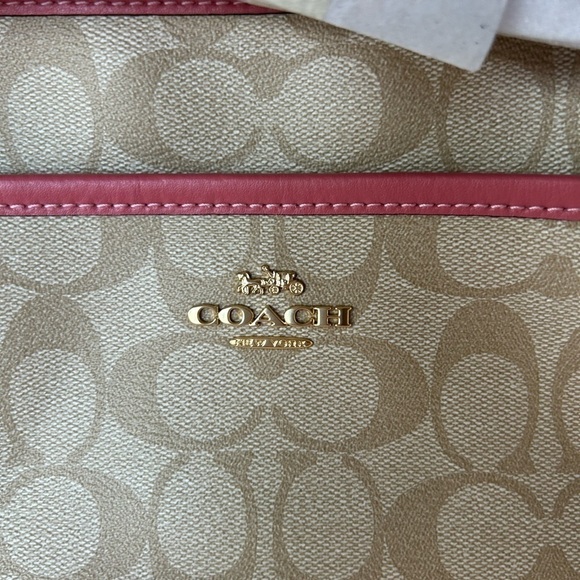 Coach NWT Signature Print with Rose Colored Trim Crossbody - Picture 8 of 9